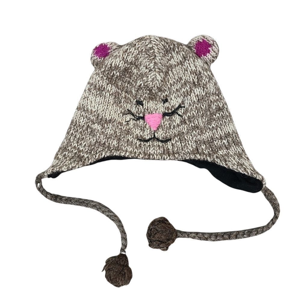 Mexx Girl's Knit Wool Fleece Lined Winter Trapper Hat with Tassels